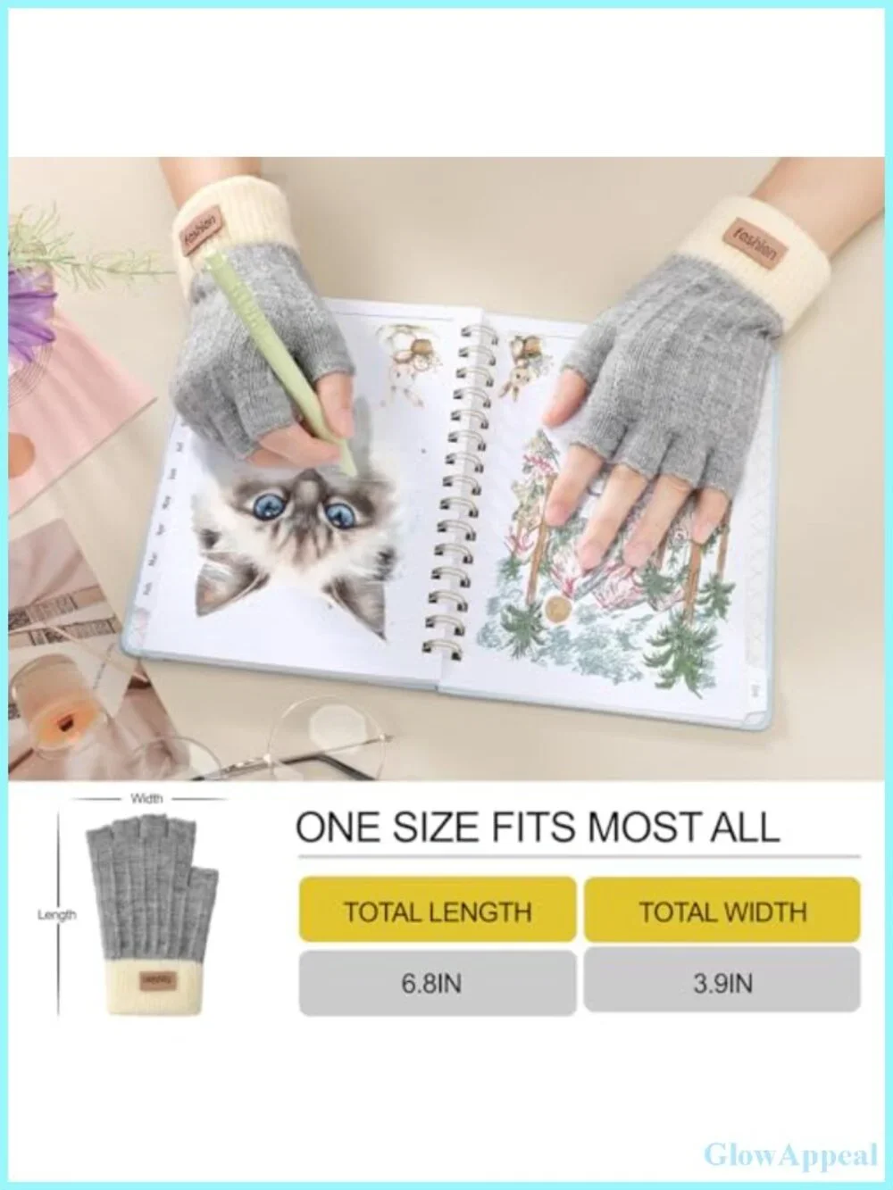 4 Pairs Fingerless Gloves Acrylic Knit Half Finger Driving Hiking Typing Women